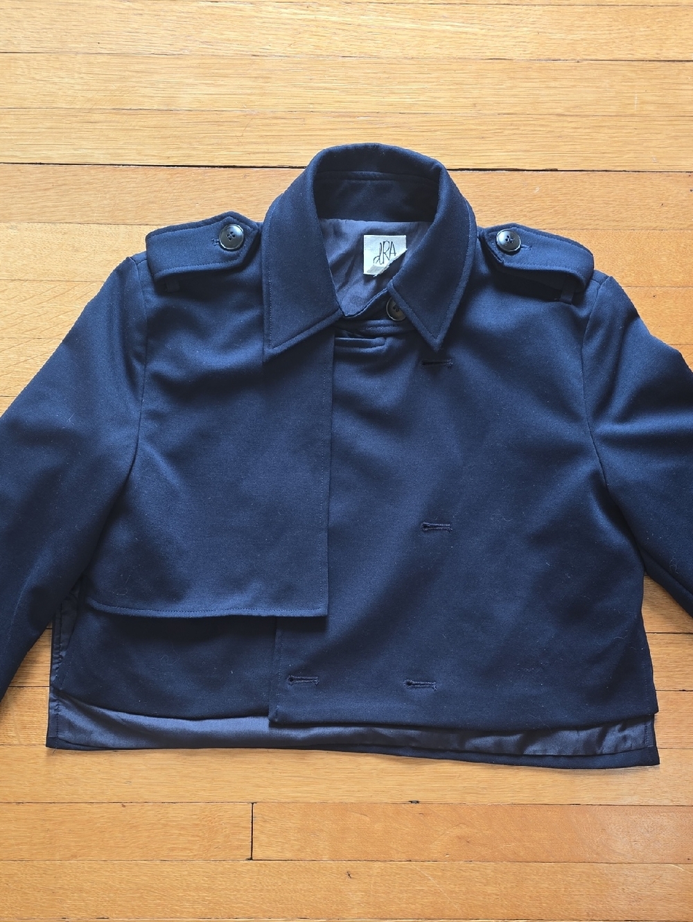 dRA, Bruce Special Edition Cropped Asymmetrical Military Jacket, Navy EUC, W's S